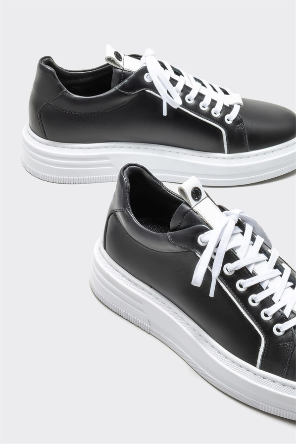 Siyah deri erkek spor ayakkabı - Elle Shoes