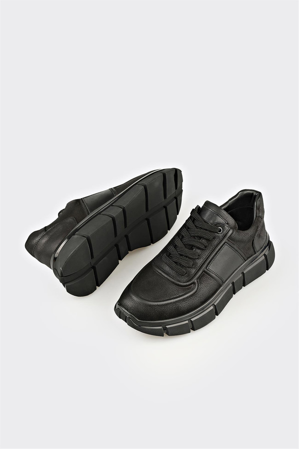 Siyah Deri Erkek Spor Ayakkabı