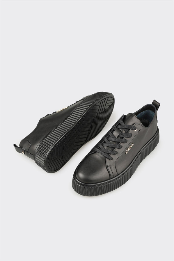 Siyah Deri Erkek Spor Ayakkabı