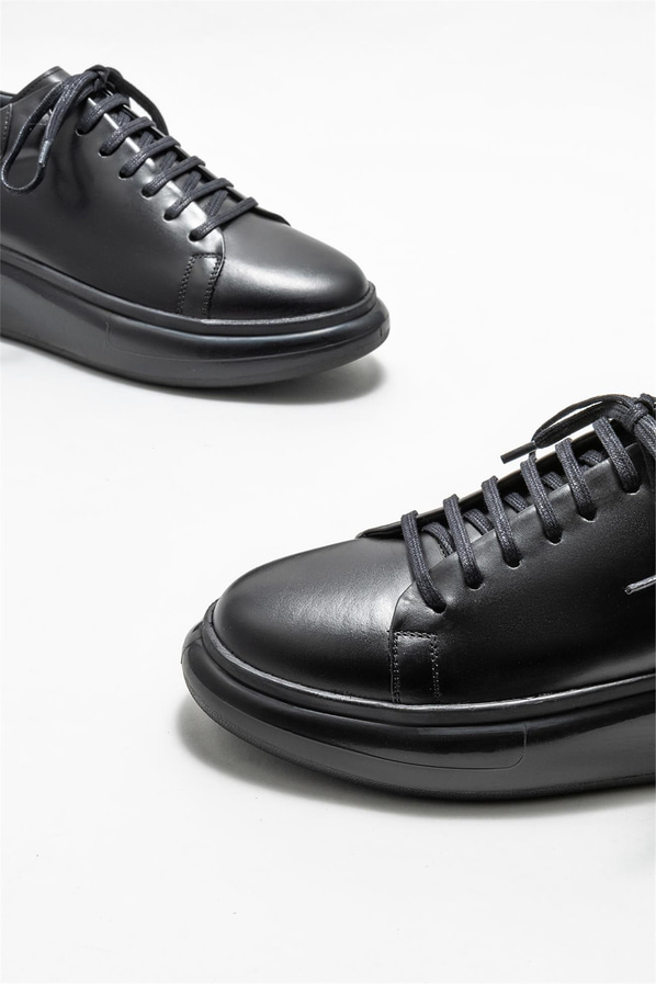 Siyah deri erkek spor ayakkabı - Elle Shoes