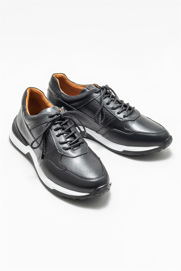 Siyah deri erkek spor ayakkabı - Elle Shoes