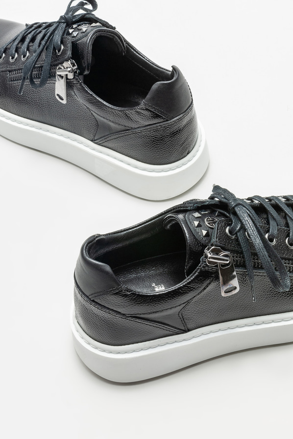 Siyah deri erkek spor ayakkabı - Elle Shoes