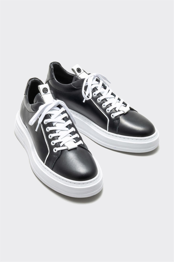 Siyah deri erkek spor ayakkabı - Elle Shoes