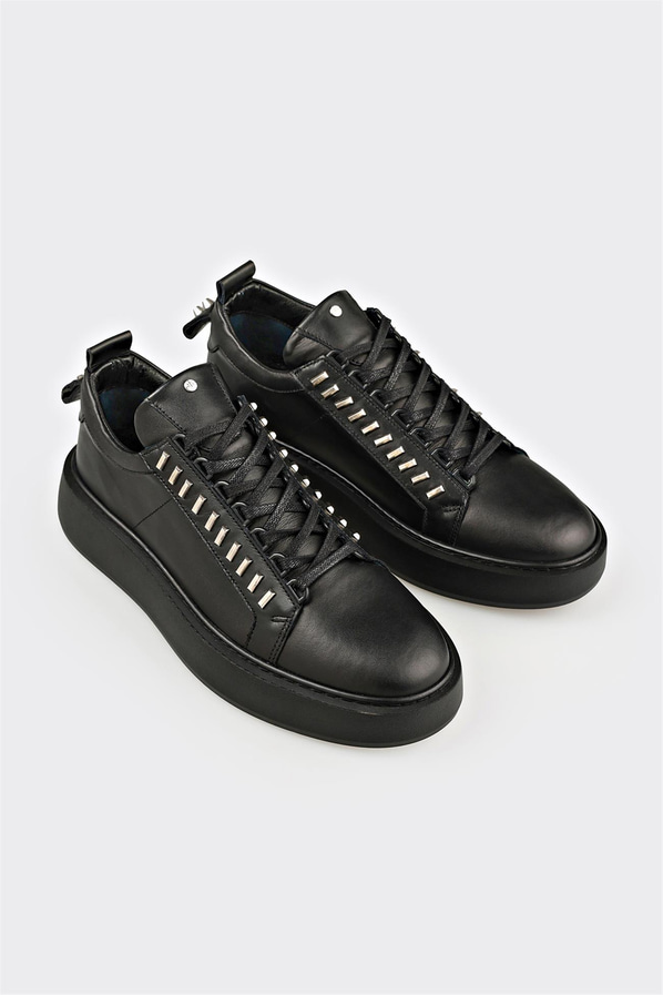 Siyah Deri Erkek Spor Ayakkabı