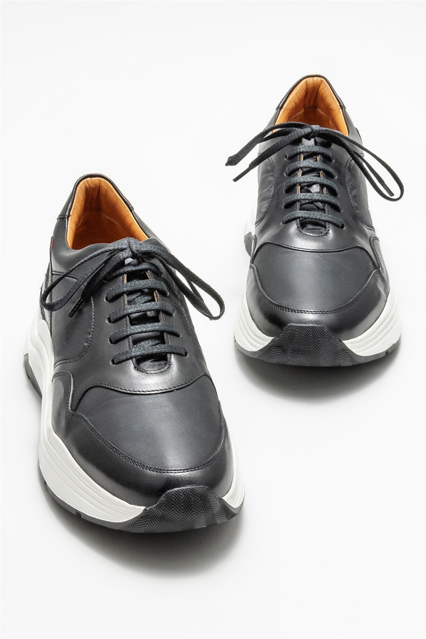 Siyah deri erkek spor ayakkabı - Elle Shoes