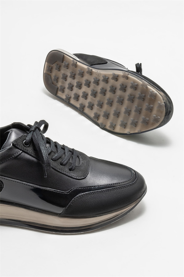Siyah deri erkek spor ayakkabı - Elle Shoes