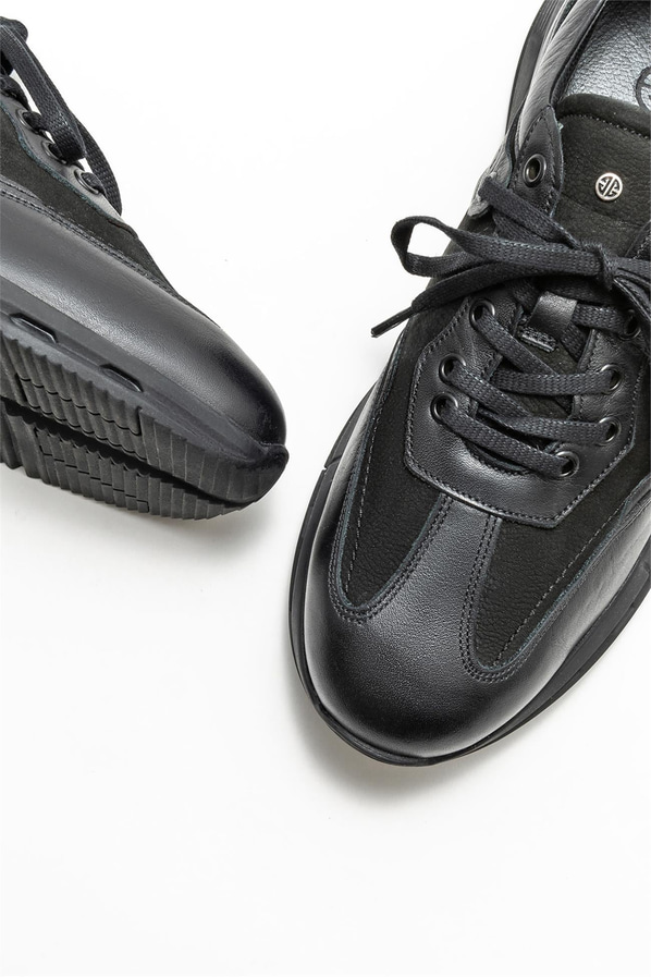Siyah deri erkek spor ayakkabı - Elle Shoes