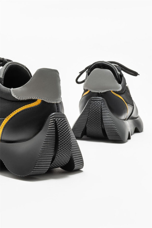 Siyah deri erkek spor ayakkabı - Elle Shoes