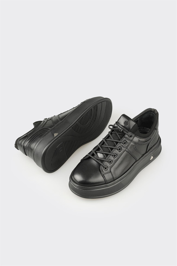 Siyah Deri Erkek Spor Ayakkabı
