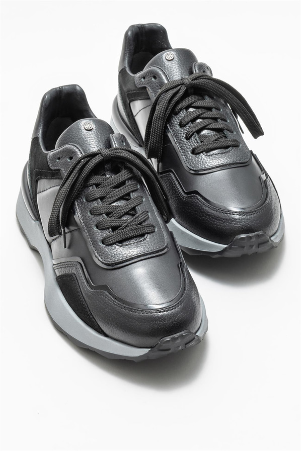 Siyah deri erkek spor ayakkabı - Elle Shoes