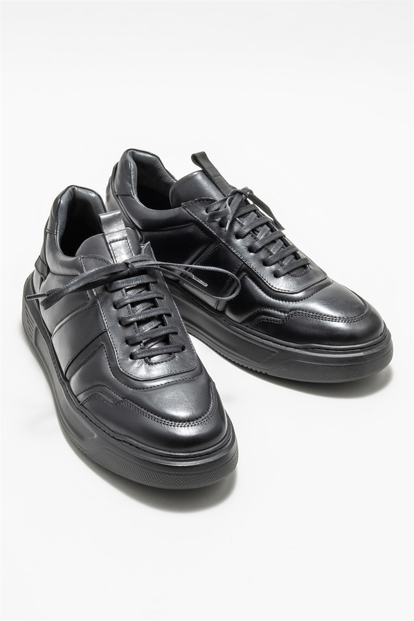 Siyah deri erkek spor ayakkabı - Elle Shoes