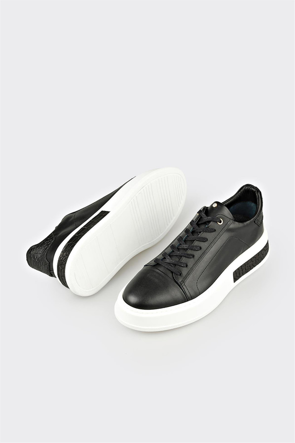 Siyah Deri Erkek Spor Ayakkabı