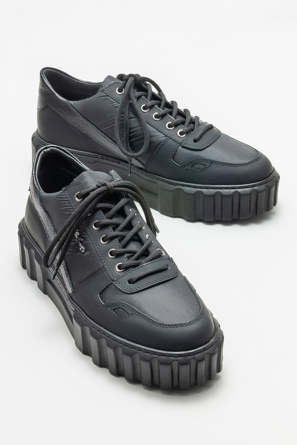 Siyah deri erkek spor ayakkabı - Elle Shoes