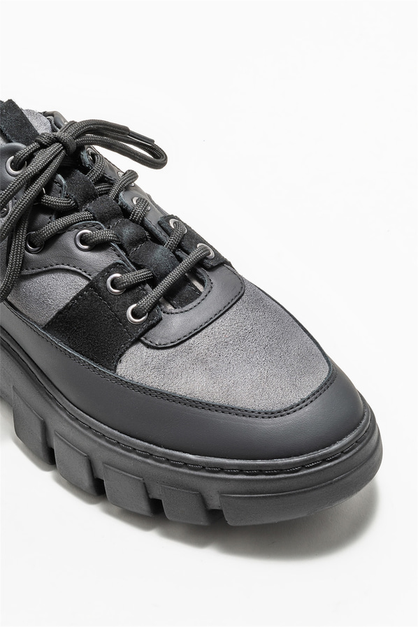 Siyah deri erkek spor ayakkabı - Elle Shoes