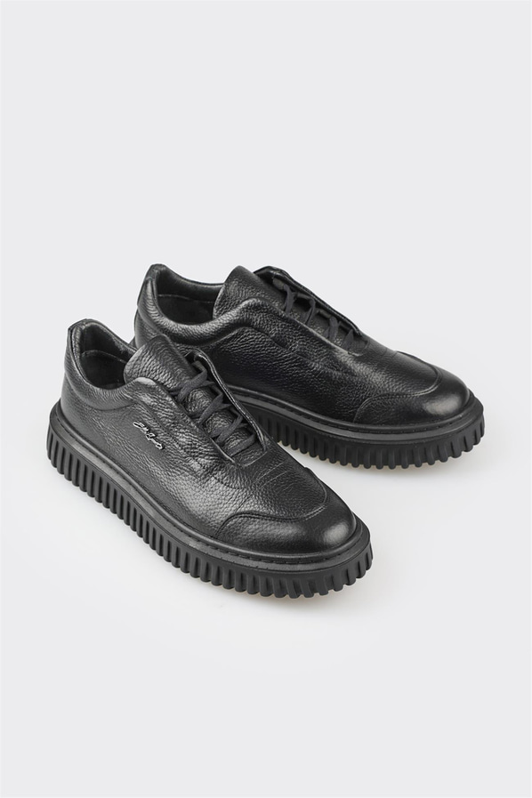 Siyah deri erkek spor ayakkabı - Elle Shoes