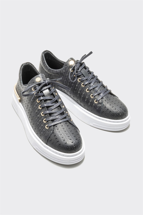 Siyah deri erkek spor ayakkabı - Elle Shoes