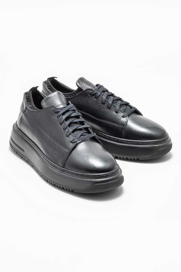 Siyah deri erkek spor ayakkabı - Elle Shoes