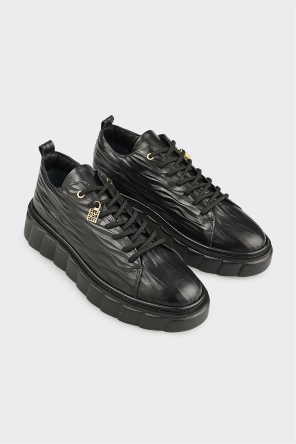 Siyah Deri Erkek Spor Ayakkabı