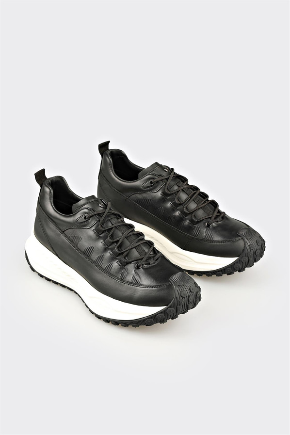 Siyah Deri Erkek Spor Ayakkabı
