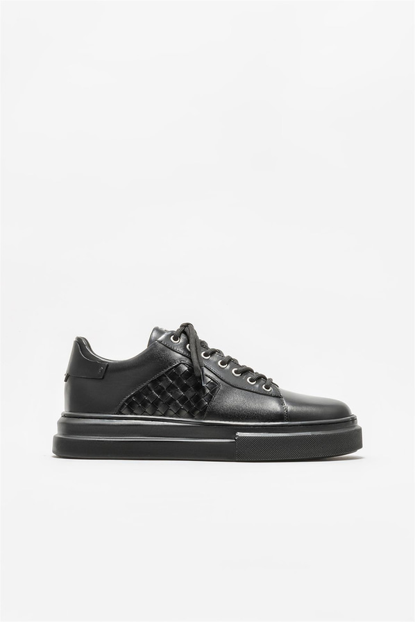Siyah deri erkek spor ayakkabı - Elle Shoes
