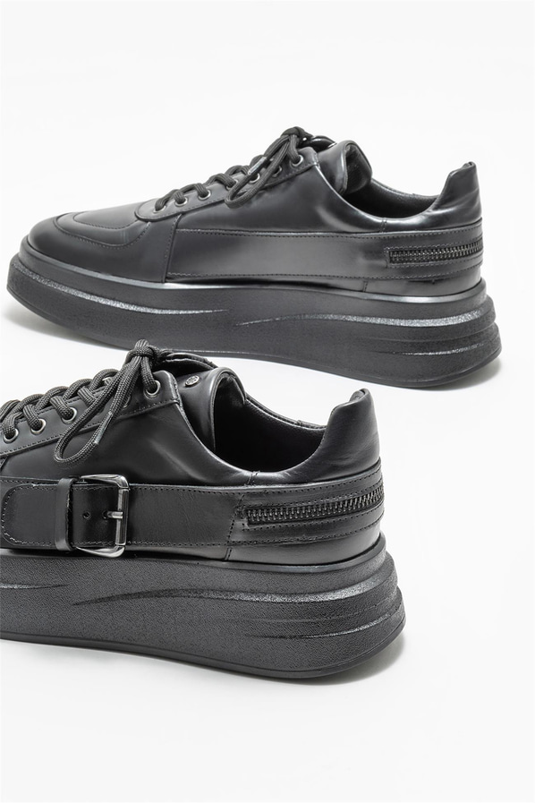 Siyah deri erkek spor ayakkabı - Elle Shoes