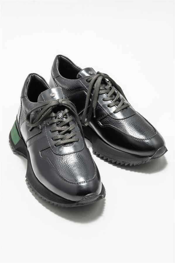 Siyah deri erkek spor ayakkabı - Elle Shoes