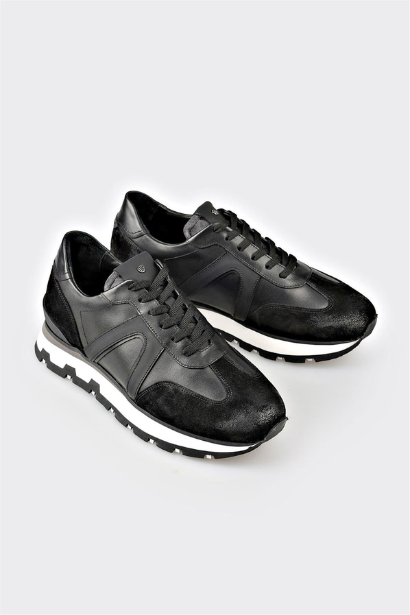 Siyah Deri Erkek Spor Ayakkabı