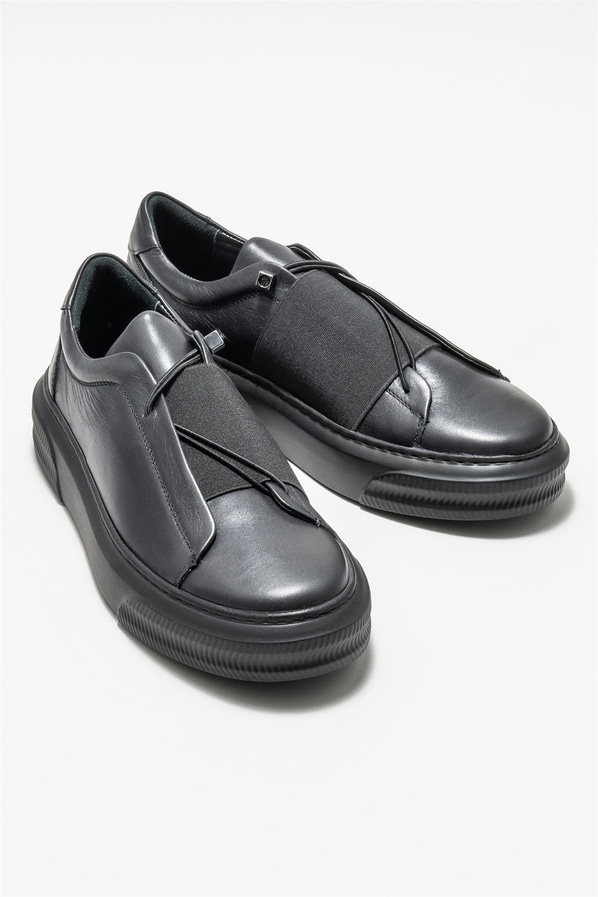 Siyah deri erkek spor ayakkabı - Elle Shoes