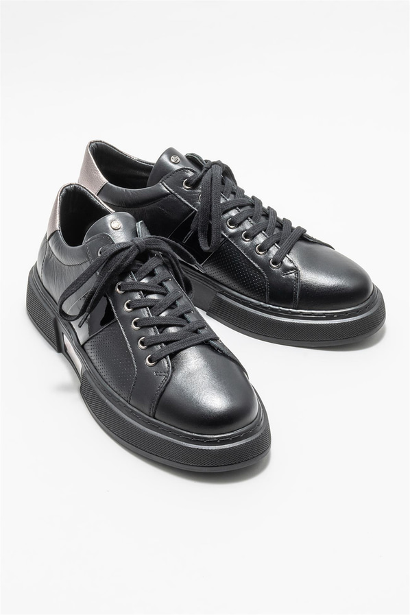 Siyah deri erkek spor ayakkabı - Elle Shoes