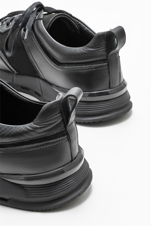 Siyah deri erkek spor ayakkabı - Elle Shoes