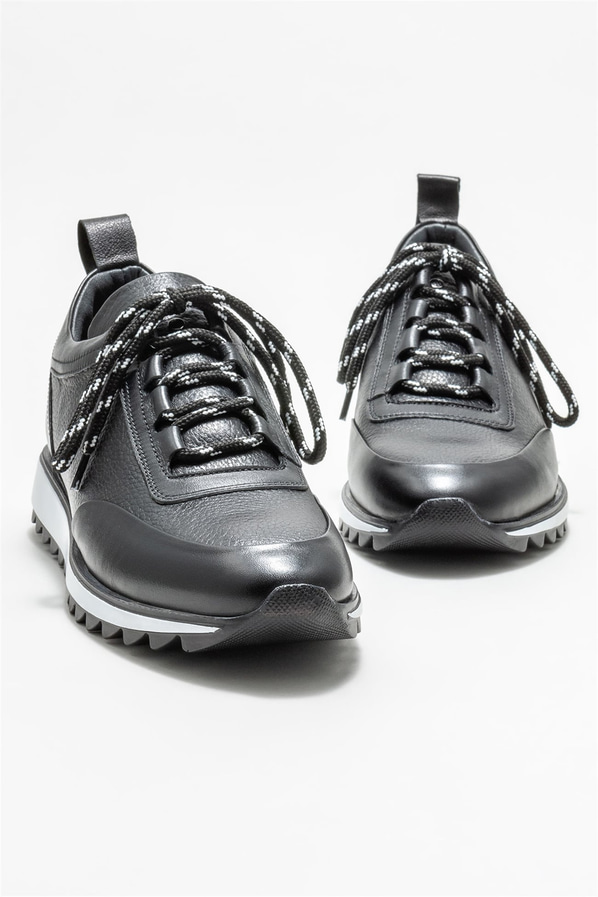 Siyah deri erkek spor ayakkabı - Elle Shoes