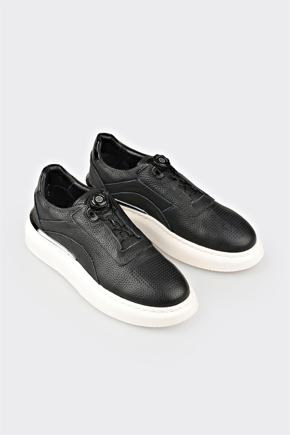 Siyah Deri Erkek Spor Ayakkabı