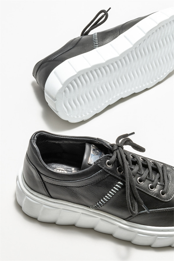Siyah deri erkek spor ayakkabı - Elle Shoes