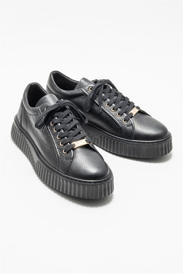 Siyah deri erkek spor ayakkabı - Elle Shoes
