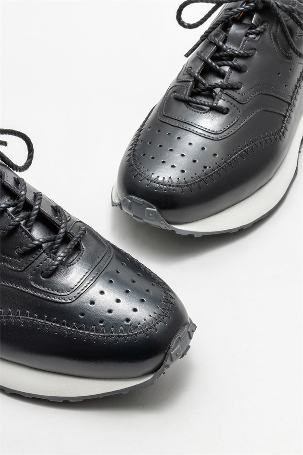 Siyah deri erkek spor ayakkabı - Elle Shoes