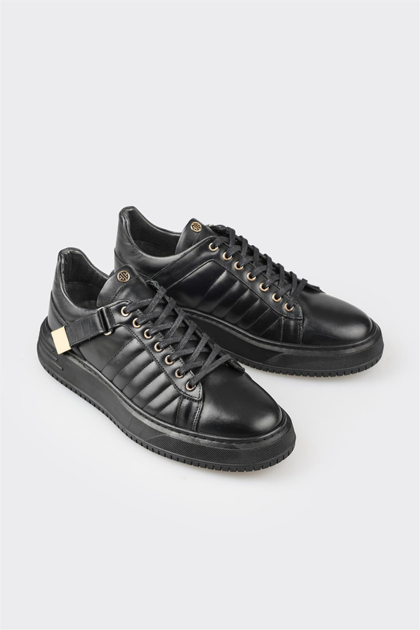 Siyah deri erkek spor ayakkabı - Elle Shoes
