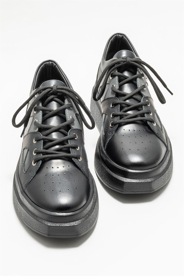 Siyah deri erkek spor ayakkabı - Elle Shoes