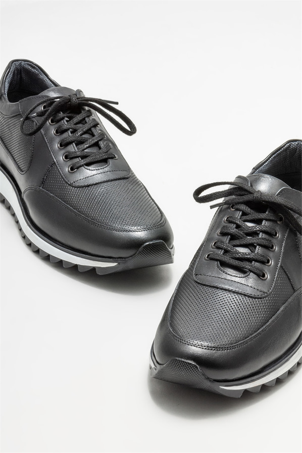 Siyah deri erkek spor ayakkabı - Elle Shoes