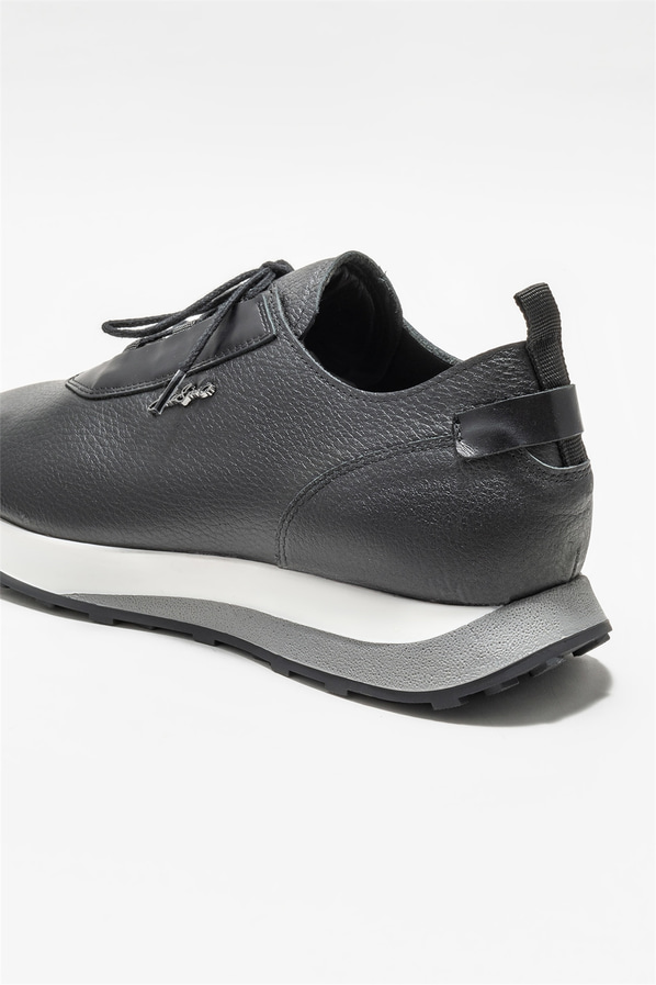 Siyah deri erkek spor ayakkabı - Elle Shoes