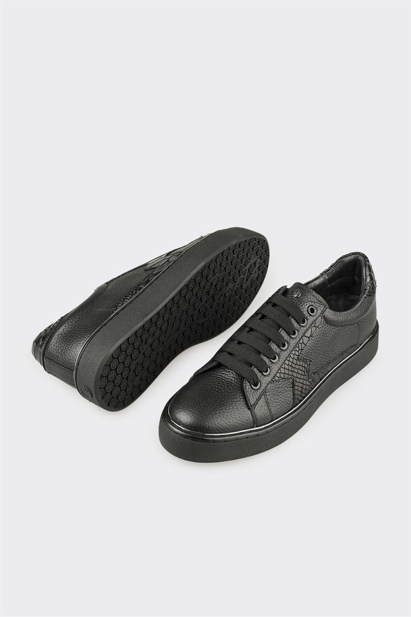 Siyah Deri Erkek Spor Ayakkabı