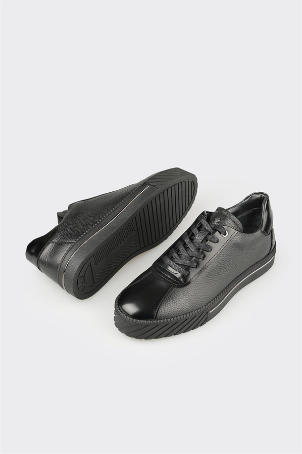 Siyah Deri Erkek Spor Ayakkabı