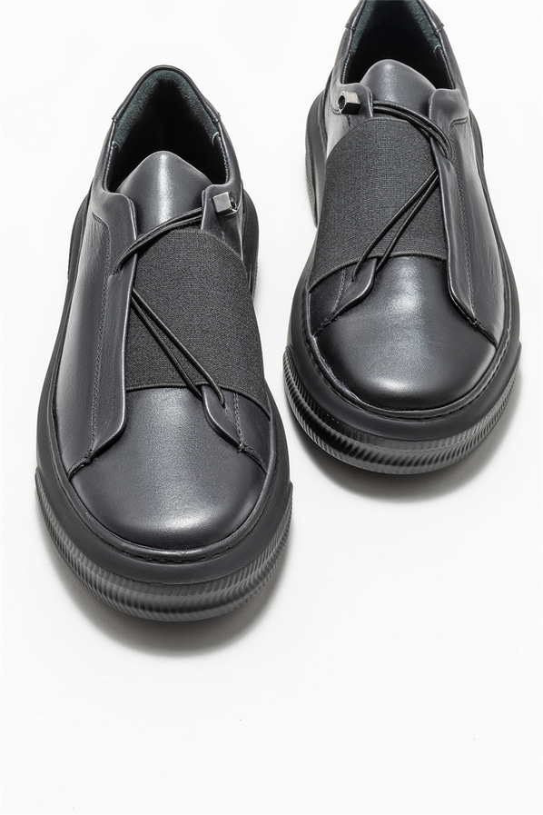 Siyah deri erkek spor ayakkabı - Elle Shoes