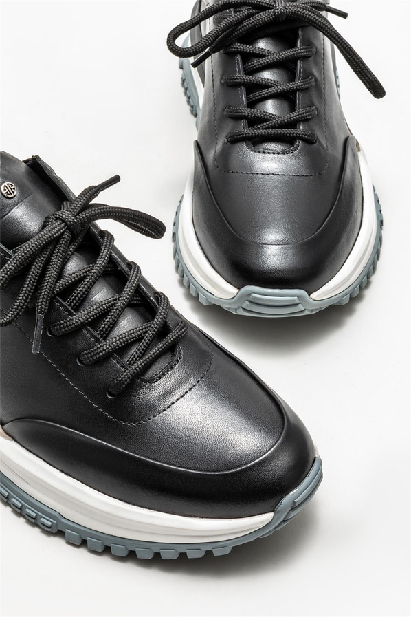 Siyah deri erkek spor ayakkabı - Elle Shoes