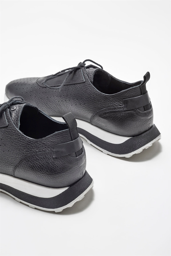 Siyah deri erkek spor ayakkabı - Elle Shoes