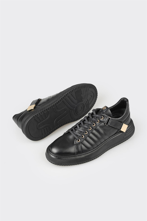 Siyah deri erkek spor ayakkabı - Elle Shoes