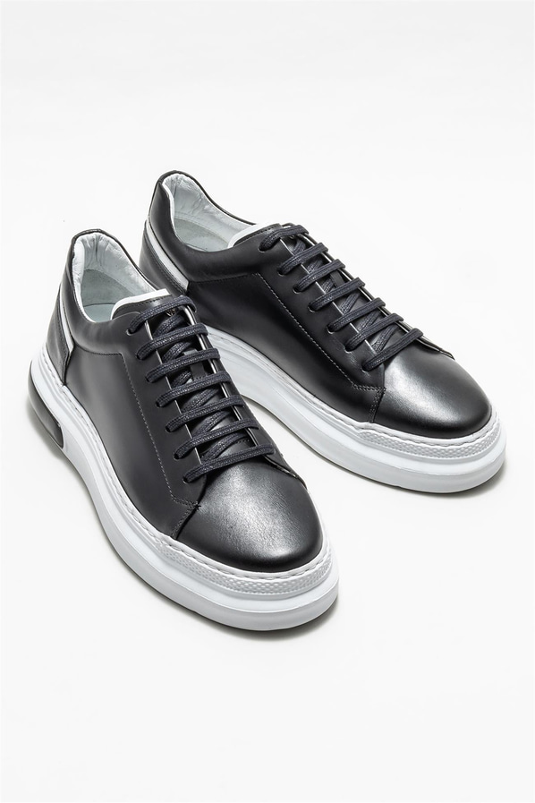 Siyah deri erkek spor ayakkabı - Elle Shoes