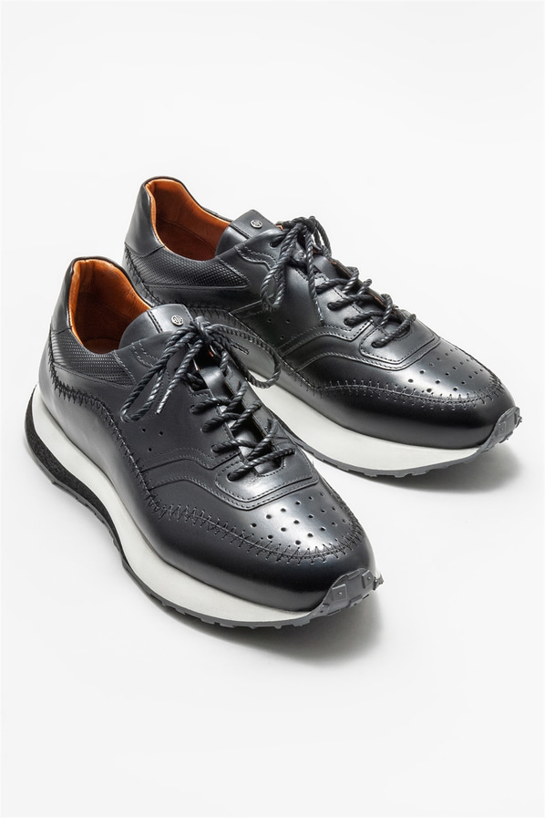 Siyah deri erkek spor ayakkabı - Elle Shoes