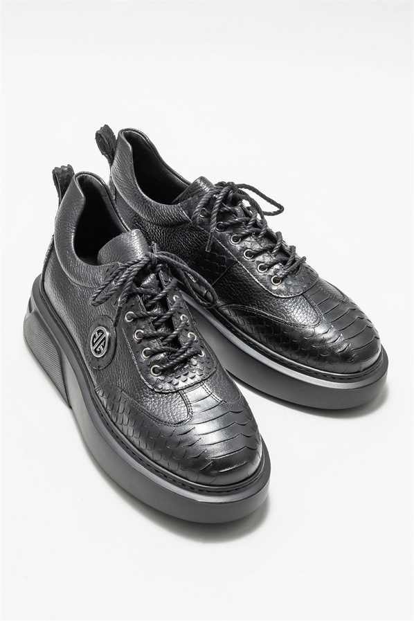Siyah deri erkek spor ayakkabı - Elle Shoes