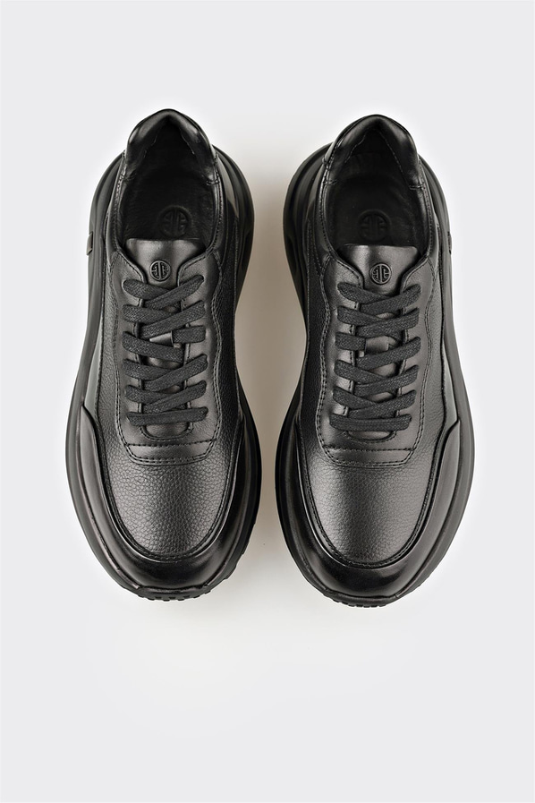 Siyah Deri Erkek Spor Ayakkabı