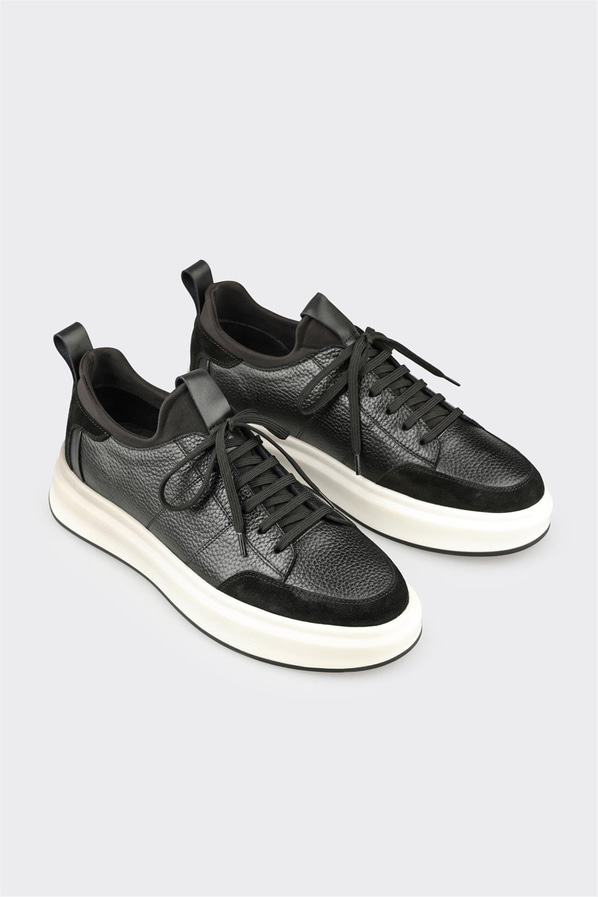 Siyah Deri Erkek Spor Ayakkabı